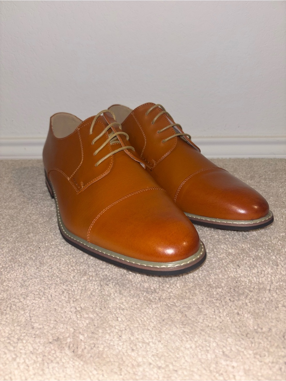 Classic Cap-Toe Derby Shoes in Cognac Brown
